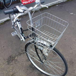 ママチャリ 美品 27インチ カゴ ライト 付き シルバー 配達可能