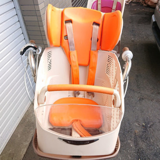 801☆　ブリヂストン　子乗せ自転車　子供乗せ自転車　3段切替　オレンジ　3人乗り