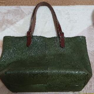 トートバッグ  レザー 緑色