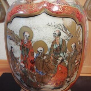 薩摩焼　花瓶　唐人物紋