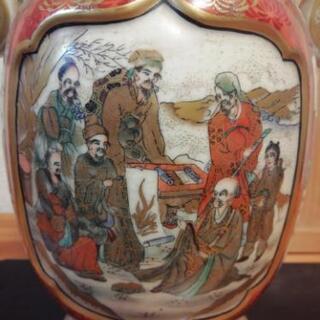 薩摩焼 花瓶 唐人物紋