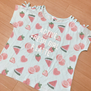 ピンクラテ 🍓肩編み上げTシャツ✨美品✨