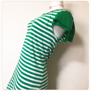 ご購入者様決定 [JANUS COUTURE]ボーダーワンピース ルームウェア 緑 