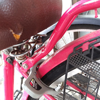 ママチャリ 26インチ シマノ6段変速 ピンク 鍵付き 荷台付き ドレス