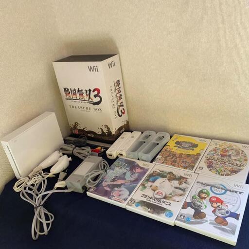 【 動作確認済】Wii 本体 豪華セット！　マリオカートなど ソフト５本＆おまけ戦国無双3トレジャーボックス