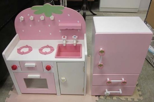 南12条店 マザーガーデン 木のおままごと システムグリルキッチン&冷蔵庫セット ピンク 南12条店 マザーガーデン 木のおままごと システムグリルキッチン