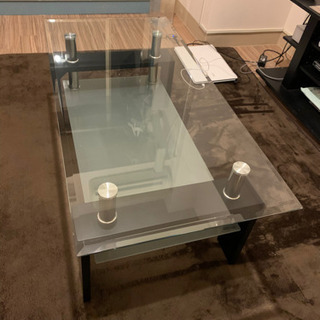 ガラステーブル/ダイニングローテーブル/座卓/カフェテーブル