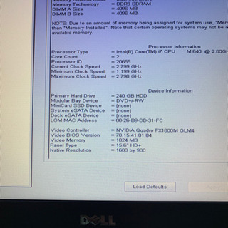 高性能人気！Dell Precision M4500 Core i7-640M 新品SSD240G Quadro 