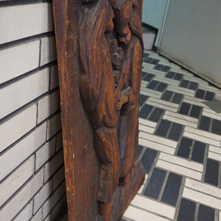 アンティークアイヌ彫り壁掛け（1964年作,特注一本木)