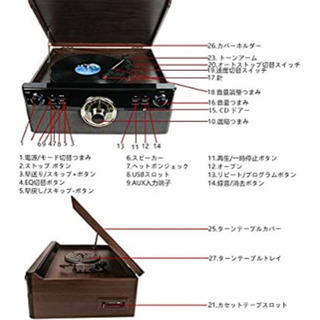 【新品未使用】レコードプレーヤー LPプレーヤー スピーカー内蔵 多種再生（録音/Blutooth/USB/CD/カセットテープ/プログラム）　選べる回転スピード
