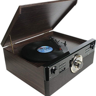 【新品未使用】レコードプレーヤー LPプレーヤー スピーカー内蔵 多種再生（録音/Blutooth/USB/CD/カセットテープ/プログラム）　選べる回転スピード
