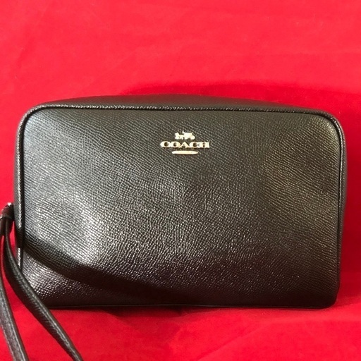 COACH コーチ 黒レザーサフィアーノ ミニクラッチバッグ