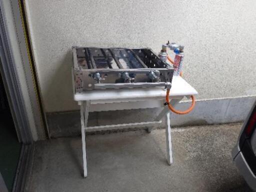 ステンレステーブル付 業務用ガス式 鉄板焼きグリラー テイクアウト 