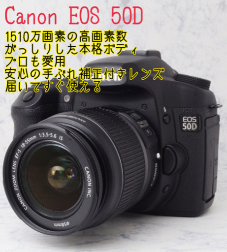 本格一眼レフ●ミドルクラス●届いてすぐ使える●キャノン 50D 安心のゆうパック代引き発送！送料、代引き手数料無料！