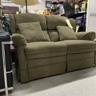 リクライニング2Pソファ グリーン ファブリック