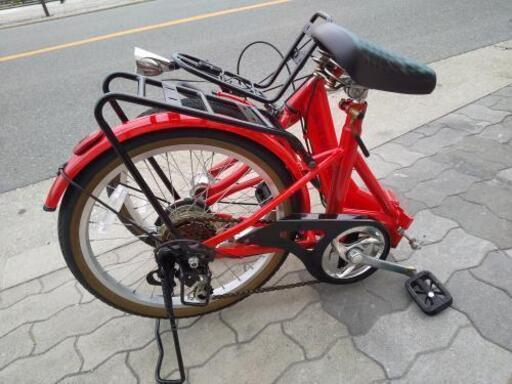 折りたたみ自転車 20インチ スチール シマノ 6段変速ギア スタンド付き 