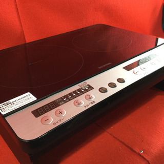 アイリスオーヤマ IHクッキングヒーター　2口　コンロ　IHK-W12-B 2019年　台付き