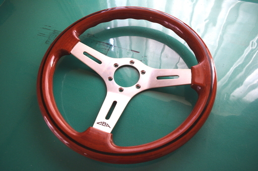 O.B.A/オバ イタリア製 ウッドステアリング/ハンドル 35cm 3本スポーク