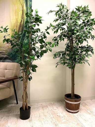 フェイクグリーン 人工観葉植物 造花 大2個セット 鉢付き