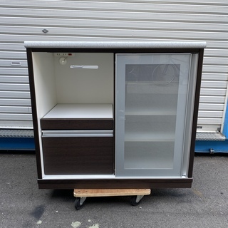 ミドルレンジボード レンジ台 ニトリ 茶 収納棚 中古品