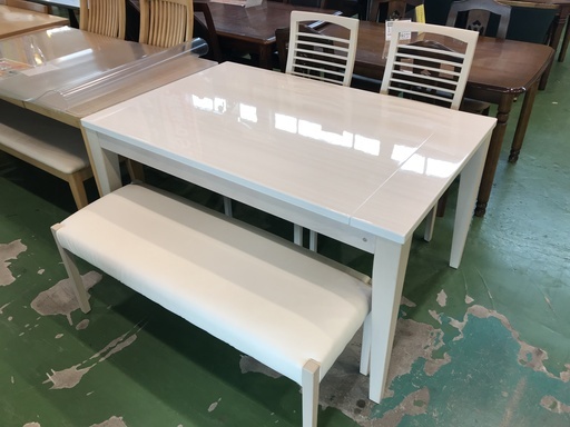 シギヤマ家具　伸長式ベンチダイニング4点SET