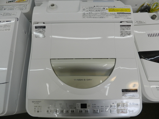 【配送・設置無料】☆美品☆2018年製 シャープ 5.5kg 洗濯乾燥機