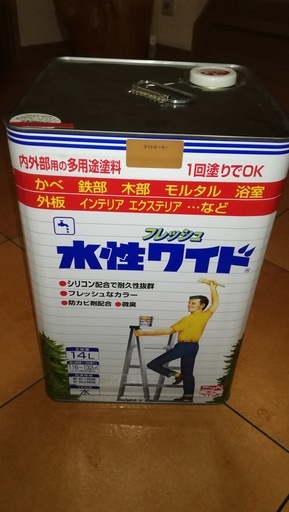 ニッペホームプロダクツ:水性フレッシュワイド ライトカーキー色 14L　ペンキ　塗装*