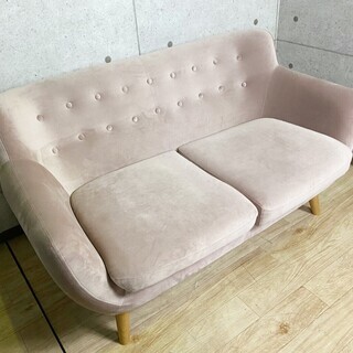 4*83 Francfranc フランフラン ナビア ソファ ベルベット ピンク 2人掛け ソファー