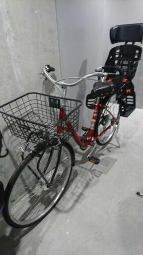 子ども乗せ付き自転車 赤 ２６インチ