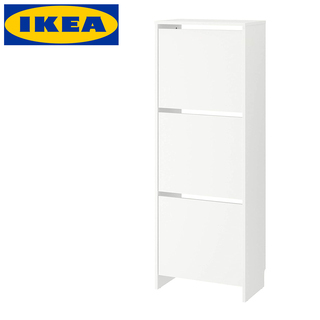 IKEA BISSA イケア 3段シューズボックス ホワイト シ...