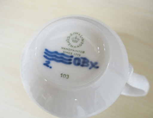 未使用 ロイヤルコペンハーゲン マグ ペア ブルーフルーテッド メガ 20