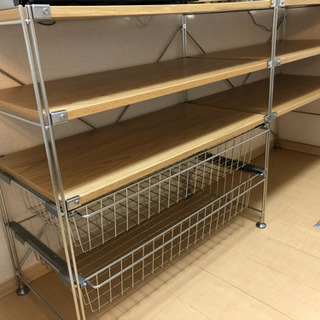 無印良品 ステンレスユニットシェルフ ワイヤーバスケット付き! www