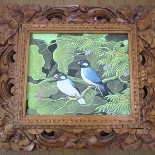 バリ絵画トロピカル♪ブンゴセカンスタイルの花鳥画♪中古品