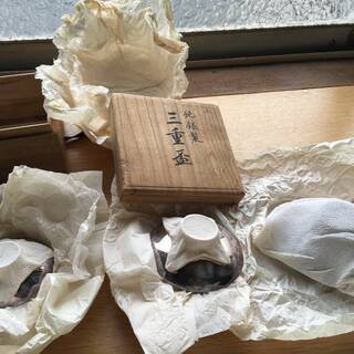 銀杯 三重盃 松下電器産業50周年記念新品未開封の物を撮影