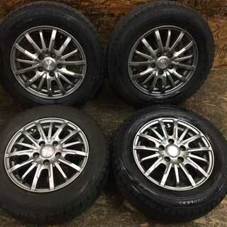 【BS BLIZZAK VRX 195/65R15】スタッドレス 4本【LEBEN 社外 15インチ 6J5HPCD114.3+45】2017年製 ヴォクシー等　(VTB183) クレジットカード QR決済可能