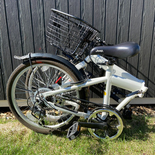 早い者勝ち！！JEEP 折りたたみ自転車 白色 カゴ、鍵付き サイクル 