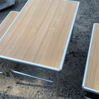 折り畳みアルミ軽量ピクニックテーブル　ベンチx2 セット