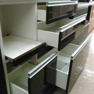 松田家具 2面レンジボード キッチン収納 収納家具 鍵付き 美品 幅118cm