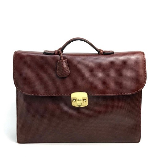 BOTTEGA VENETA ボッテガヴェネタ ブリーフケース 型押し ロック金具 ハンドバッグ ビジネスバッグ レザー ブラウン メン