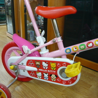 12インチ 子供用自転車 ハローキティ 舵取り・補助輪付き ピンク 西岡店