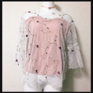 ご購入者様決定[美品✧Emsexcite]チュールブラウス 花柄カットソー姫系