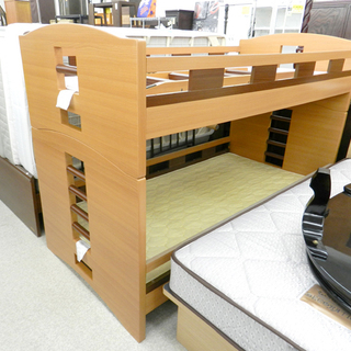 2段ベッド ハシゴ・パームマット付き 木製 子供用 二段ベッド ...