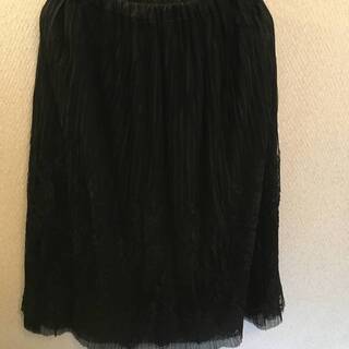 新品 ブルーベル レースリバーシブル スカート 黒 ブラック 裏表どちらも楽しめる素材です。