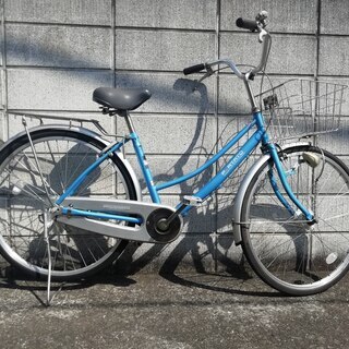 【中古】自転車 26インチ オートライト ブルー ママチャリ