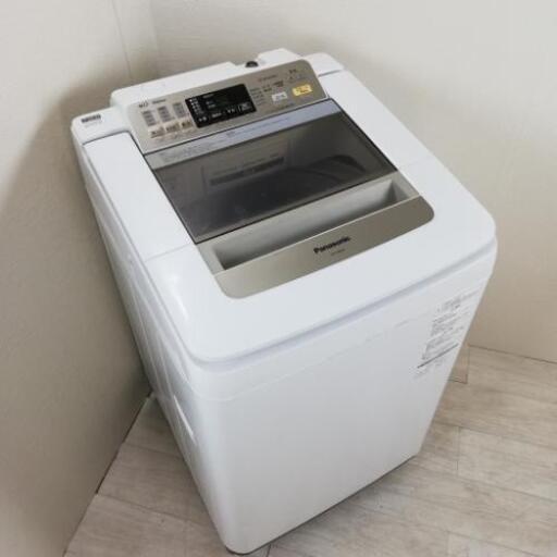 中古 8.0kg 送風乾燥機能付 全自動洗濯機 パナソニック NA-FA80H1-N シャンパン 2014年製造 二人暮らし まとめ洗い 大きい 世帯向け 6ヶ月保証付き