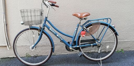 アサヒ自転車２６インチママちゃりオートライト変速付き　マットブルー　防犯登録代込み　キャッシュレスもOK