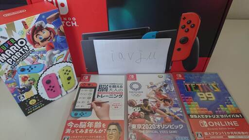 【中古】任天堂 NINTENDO SWITCH、スーパーマリオパーティJoy-Conセット、脳トレ、テトリス、東京オリンピック付き