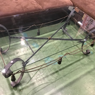 愛品館八千代店】アンティーク調 デザインガラステーブル - センター  