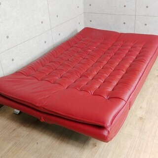 ソファーベッド（赤） 4*100 ニトリ 合皮ソファベッド 赤