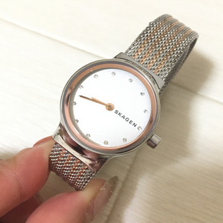【美品 電池切れ】SKAGEN 腕時計 レディース ピンクゴール...